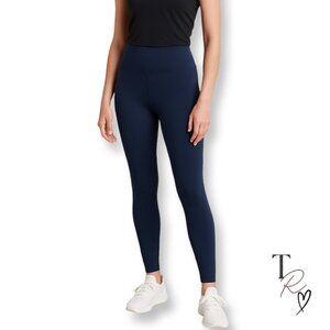 Athleta Classic Wide Waitband High Rise Athletic Leggings Navy Blue Small TALL